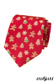 Rote Krawatte mit Weihnachtslebkuchen