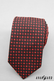 Krawatte SLIM schwarz rote Tupfe