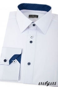 Weißes Slim Hemd mit blauen Accessoires langen Ärmeln