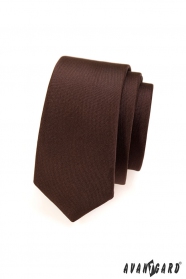 Einfarbige matte braune Krawatte SLIM