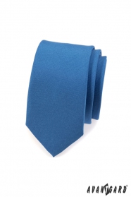 Schmale Krawatte einfarbig  Blau MAT