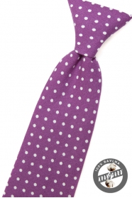 Jungen Kinder Krawatte violett mit weißen Tupfen