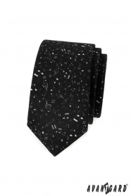 Schwarze, schmale Krawatte mit Musiknoten