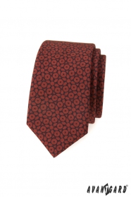 Schmale braune Krawatte mit dunkelblauem Muster