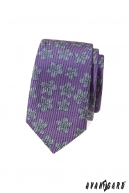 Lila schmale Krawatte mit grauem Muster