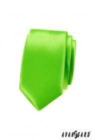 Schmale Krawatte Grün mit Glanz