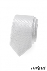 Weiße, schmale Krawatte mit Zierstreifen