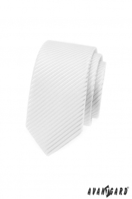 Weiße, schmale Krawatte mit glänzenden Streifen