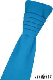 Türkisfarbene französische Krawatte mit Einstecktuch