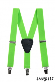 Grüne, neonfarbene Hosenträger für Jungen mit Leder und Clips