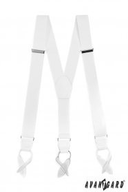 Weiße elastische Hosenträger mit weißem Leder und Lederschlaufen