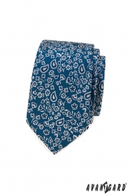 Blaue Krawatte mit Blumenmuster