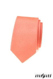 Schmale Krawatte mit matter Lachsfarbe