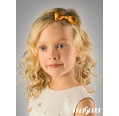 Mädchen Stirnband mit Fliege - Gold - Breite 7 cm