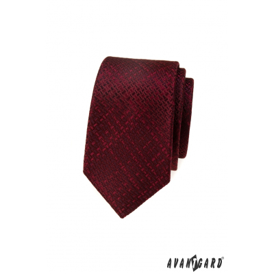 Schmale Krawatte mit Struktur in Burgund