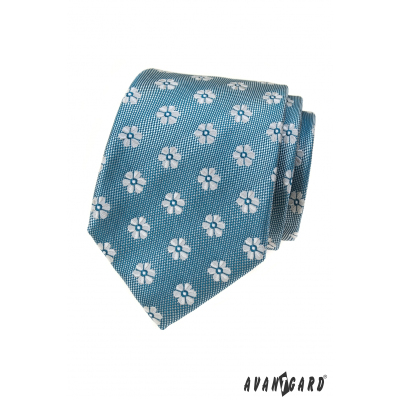 Hellblaue Krawatte mit Blumenmuster