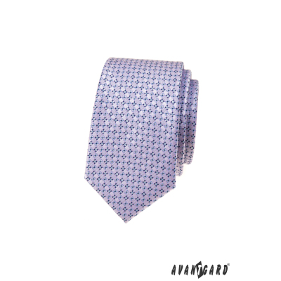 Schmale Krawatte mit fliederfarbenem Muster