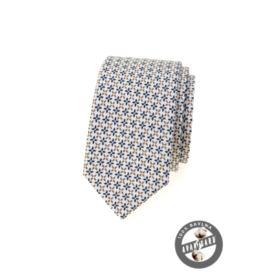 Schmale Krawatte aus Baumwolle mit Muster