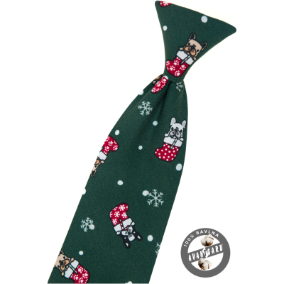 Grüne Krawatte 31 cm mit Weihnachtsmotiv
