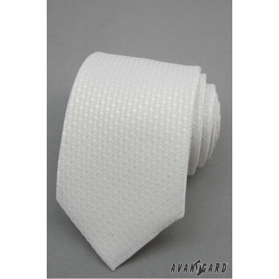 Weiße Krawatte mit silbernen Tupfen