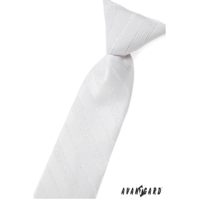Weiße Kinder Krawatte mit silbernem Muster