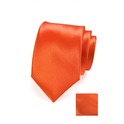 Orange Krawatte im Set mit Einstecktuch