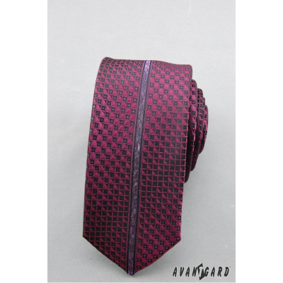 Schmale Krawatte mit lila Muster