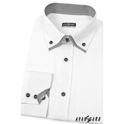 Weißes SLIM Hemd mit schwarzen Accessoires, Langarm