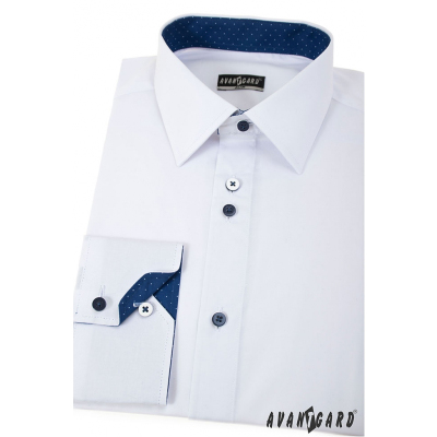 Weißes Slim Hemd mit blauen Accessoires langen Ärmeln