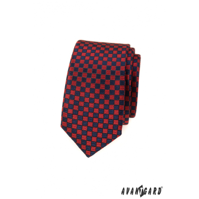 Rot-blau karierte schmale Krawatte