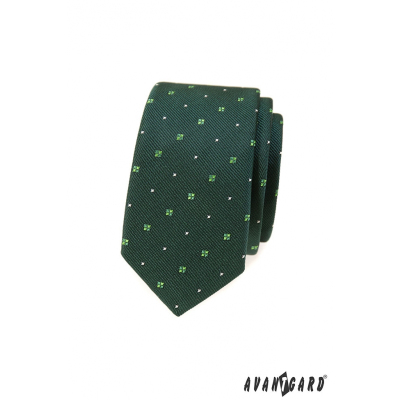 Grüne gemusterte schmale Krawatte