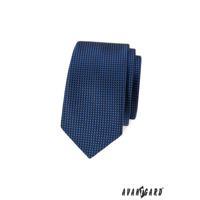 Blaue gemusterte schmale Krawatte