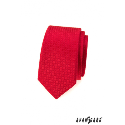 Rote karierte schmale Krawatte