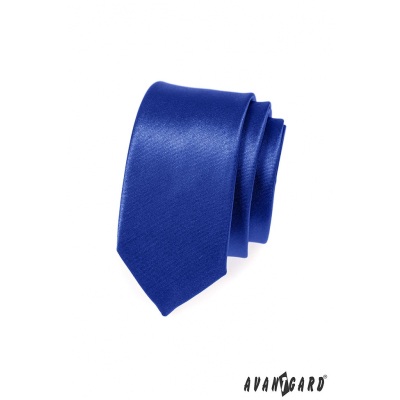 Schmale Krawatte Blau mit Glanz