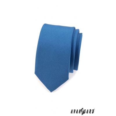 Schmale Krawatte einfarbig  Blau MAT