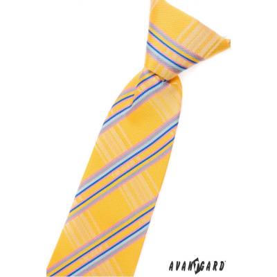 Jungen Kinder Krawatte Gelb mit blauen Streifen
