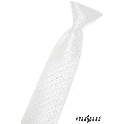 Weiße junge Krawatte - glänzend Muster