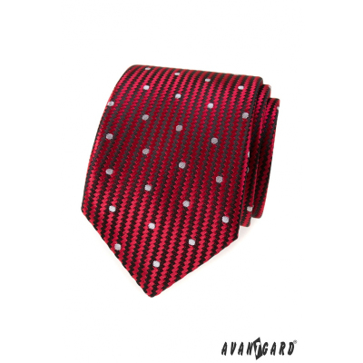 Rote strukturierte Krawatte mit großen weißen Punkten