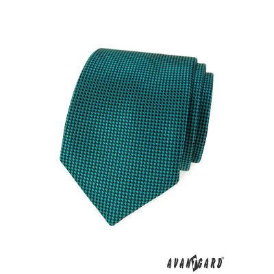 Türkisfarbene Krawatte mit schwarzen Quadraten