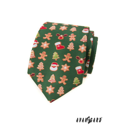 Grüne Krawatte mit Weihnachtsmotiv