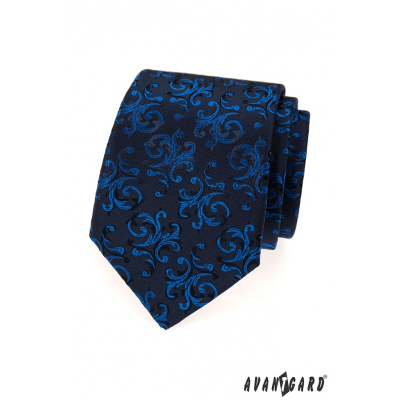 Dunkelblaue Krawatte mit glänzendem blauem Muster