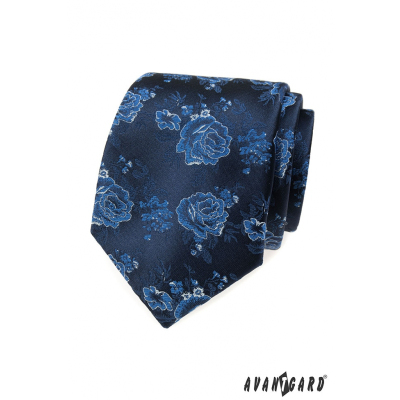 Blaue Krawatte mit Rosen