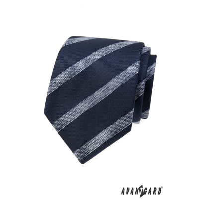 Blaue strukturierte Krawatte mit weißem Streifen