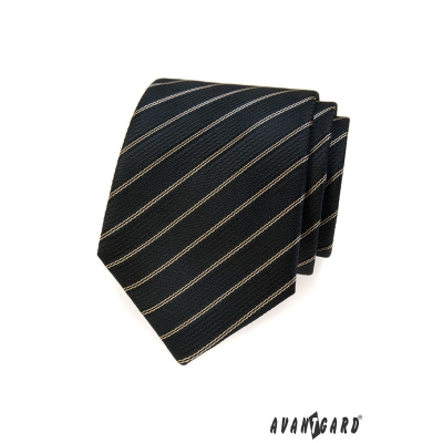 Schwarze Krawatte mit braunem Streifen