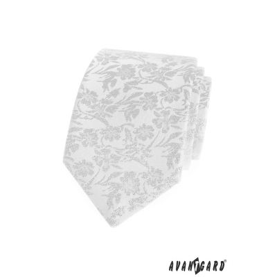 Weiße Krawatte mit Blumenmuster