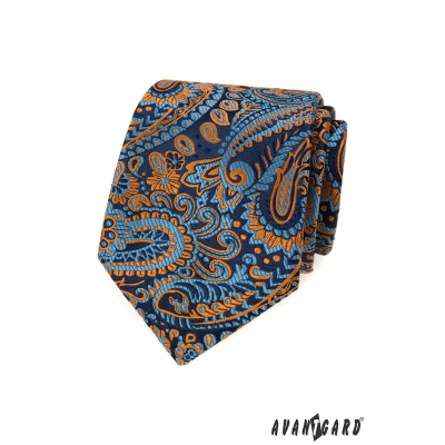 Blaue Krawatte mit buntem Paisley-Muster