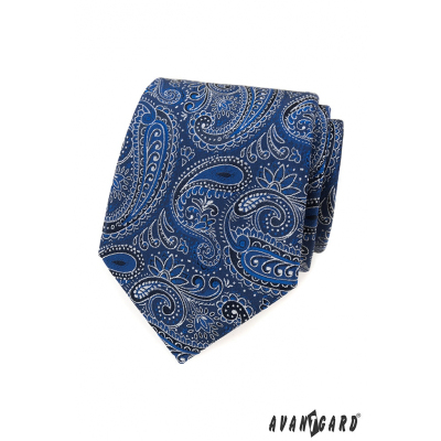 Krawatte mit blau-weißem Paisley-Muster