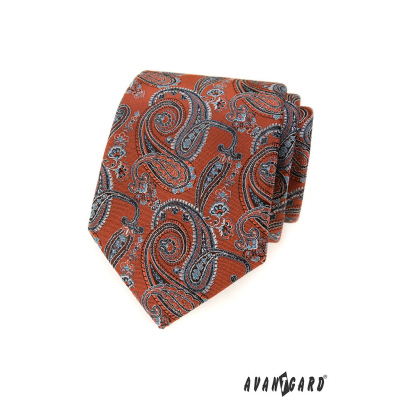 Zimtbraune Krawatte mit Paisley-Motiven