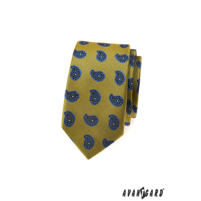 Grünlich schmale Krawatte, Paisley-Muster
