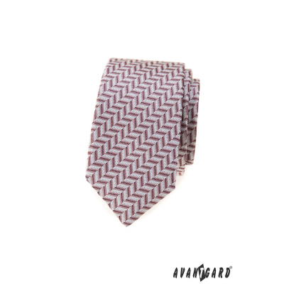 Schmale Krawatte mit puderrosa Muster